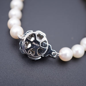 美品 本真珠 パール 7ｍｍ ネックレス イヤリング セット アクセサリー 0107【中古】