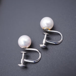 美品 本真珠 パール 7ｍｍ ネックレス イヤリング セット アクセサリー 0107【中古】