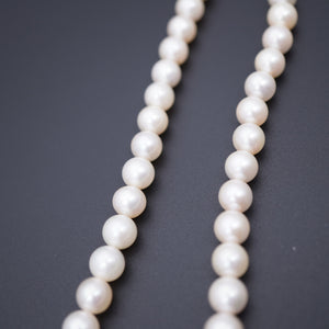 美品 本真珠 パール 7ｍｍ ネックレス イヤリング セット アクセサリー 0107【中古】