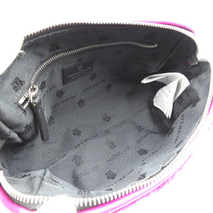 美品 モンクレール フェイクファー シルバー金具 パープル ポーチ 0190【中古】MONCLER