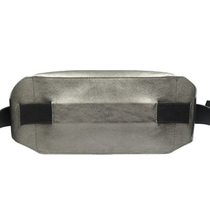 美品 ジミーチュウ スタースタッズ レザー シルバー金具 メタリックグレー ボディバッグ 0208【中古】JIMMY CHOO