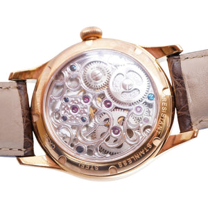 メモリジン トゥールビヨン エバーラスティング 手巻き 腕時計 ステンレススチール/型押しレザー ピンクゴールド 0041【中古】MEMORIGIN メンズ