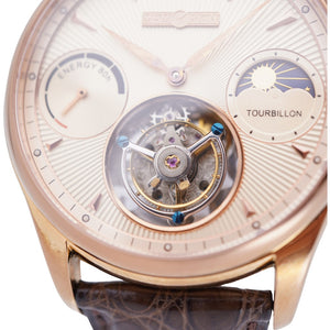 メモリジン トゥールビヨン エバーラスティング 手巻き 腕時計 ステンレススチール/型押しレザー ピンクゴールド 0041【中古】MEMORIGIN メンズ