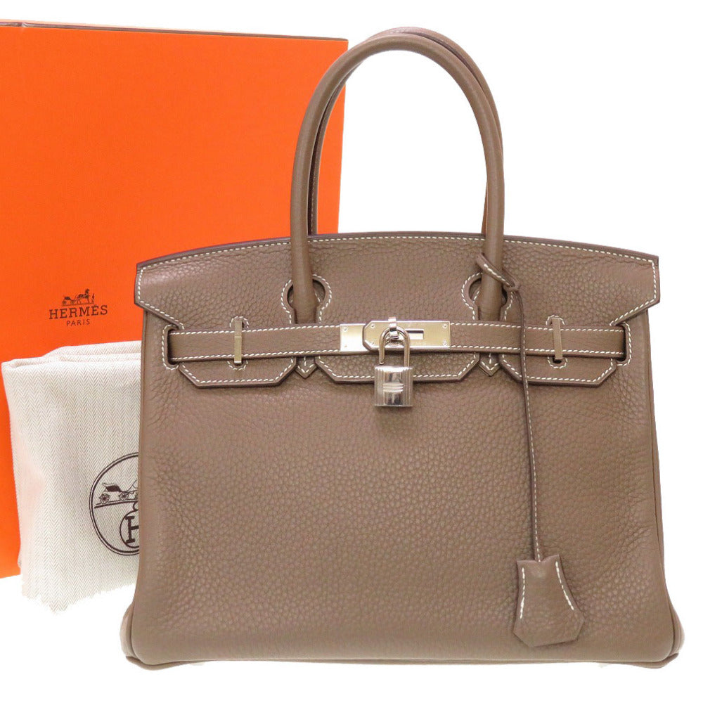 新品同様 エルメス バーキン30 トリヨンクレマンス エトゥープ シルバー金具 T刻印(2015年製) ハンドバッグ バッグ 0050 【中古】 HERMES