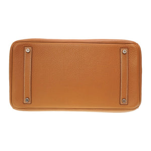 美品 エルメス バーキン35 トリヨンクレマンス ゴールド シルバー金具 □L刻印 ハンドバッグ 茶 0078 【中古】 HERMES