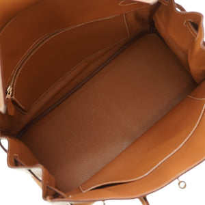 美品 エルメス バーキン35 トリヨンクレマンス ゴールド シルバー金具 □L刻印 ハンドバッグ 茶 0078 【中古】 HERMES