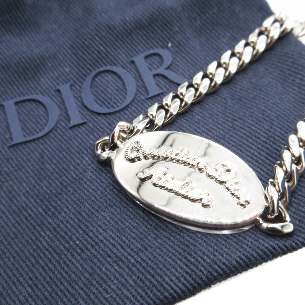 新品同様 クリスチャンディオール プレート型 アトリエロゴ メタル シルバー チェーン ブレスレット 0102【中古】Christian Dior