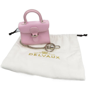 美品 デルボー ブリヨン カーフ シルバー金具 ライトピンク バッグチャーム キーホルダー 0114【中古】DELVAUX