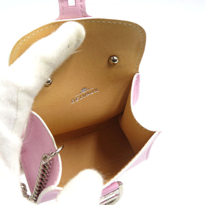 美品 デルボー ブリヨン カーフ シルバー金具 ライトピンク バッグチャーム キーホルダー 0114【中古】DELVAUX