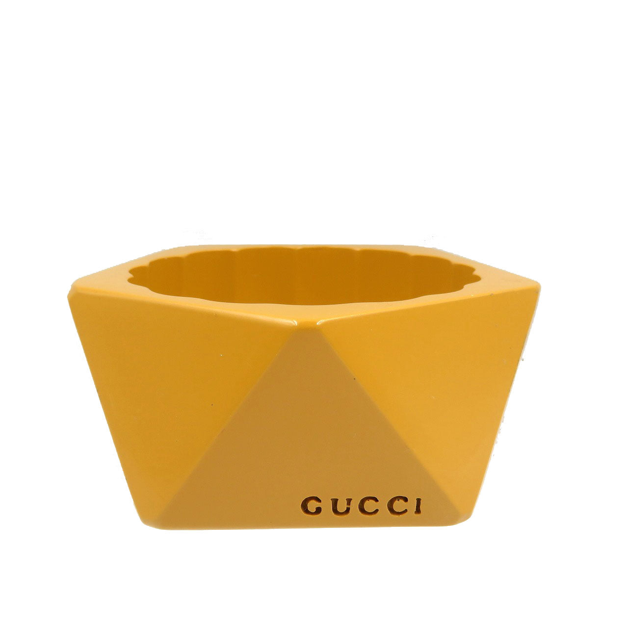 美品 グッチ アクリル マスタード イエロー バングル 0115【中古】GUCCI