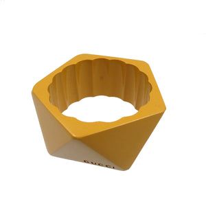 美品 グッチ アクリル マスタード イエロー バングル 0115【中古】GUCCI