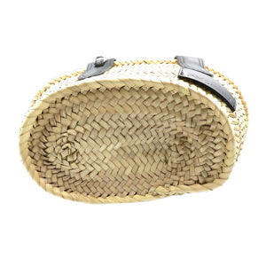 新品同様 ジェイアンドエムデヴィッドソン ラフィア レザー シルバー金具 ベージュ ブラック ハンドバッグ 0116【中古】J&M DAVIDSON