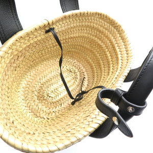 新品同様 ジェイアンドエムデヴィッドソン ラフィア レザー シルバー金具 ベージュ ブラック ハンドバッグ 0116【中古】J&M DAVIDSON