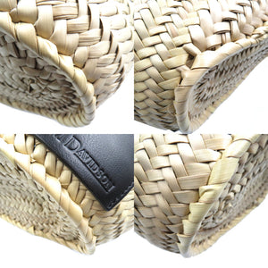 新品同様 ジェイアンドエムデヴィッドソン ラフィア レザー シルバー金具 ベージュ ブラック ハンドバッグ 0116【中古】J&M DAVIDSON