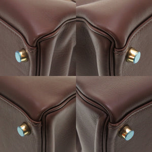 新品同様 エルメス ケリー32 内縫い ヴォーガリバー ショコラ ゴールド金具 □L刻印 ハンドバッグ バッグ 茶 0140 【中古】 HERMES ブラウン