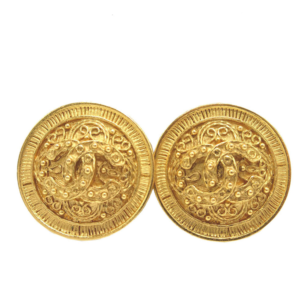 美品 シャネル ココマーク 溶岩 94A メタル ゴールド イヤリング 0168【中古】CHANEL