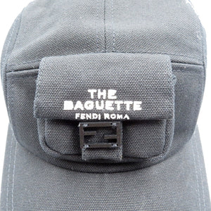 未使用 フェンディ マークジェイコブス コットン ブラック 黒 キャップ 帽子 0178【中古】FENDI