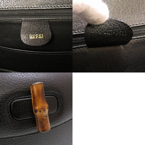 美品 グッチ バンブー レザー ブラック 000 2113 0633 ハンドバッグ バッグ 黒 0187 【中古】 GUCCI