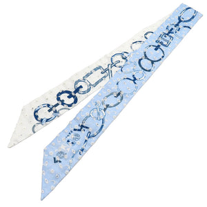 未使用 エルメス ツイリー ド レ ブックル ブロデリー アングレーズ シルク ブルー スカーフ 青 0195 【中古】 HERMES