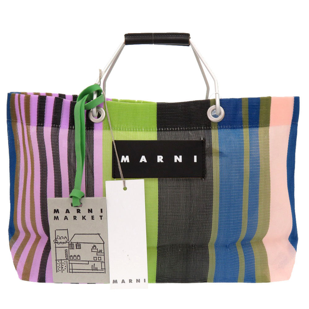 未使用 マルニ フラワーカフェ  SHMH0012A0 ナイロン ミレーグリーン トートバッグ 0204 【中古】 MARNI
