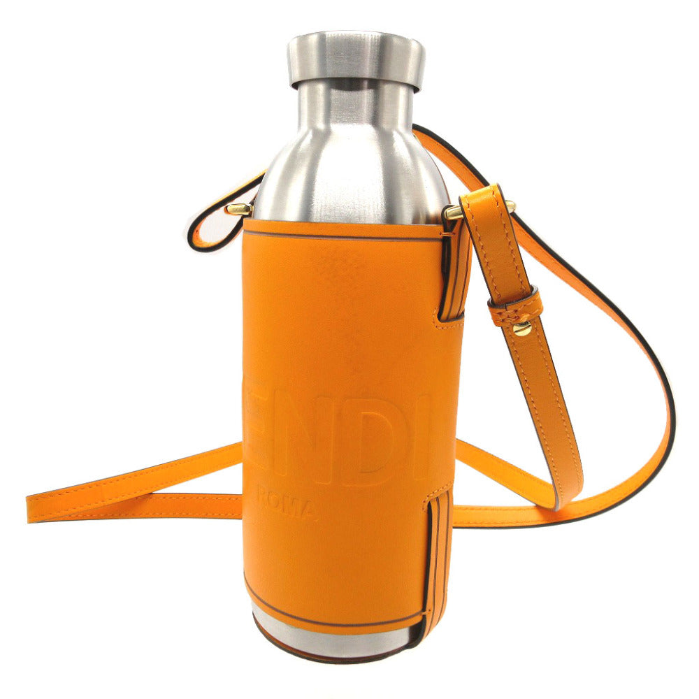 美品 フェンディ 7AR972 レザー オレンジ ステンレスボトル ショルダー ボトルホルダー 0230【中古】FENDI