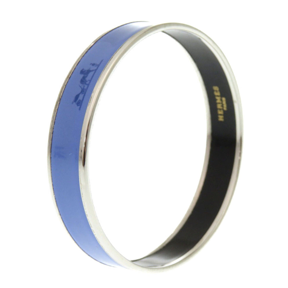 美品 エルメス エマイユ MM バングル ブルー シルバー 七宝焼き F刻印 アクセサリー 0233 【中古】 HERMES