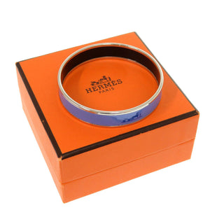 美品 エルメス エマイユ MM バングル ブルー シルバー 七宝焼き F刻印 アクセサリー 0233 【中古】 HERMES