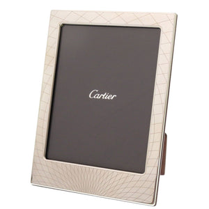 新品同様 カルティエ ロゴ メタル ウッド シルバー フォトフレーム 0238【中古】CARTIER