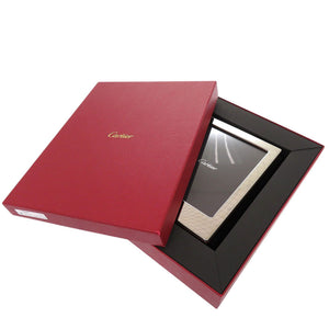 新品同様 カルティエ ロゴ メタル ウッド シルバー フォトフレーム 0238【中古】CARTIER
