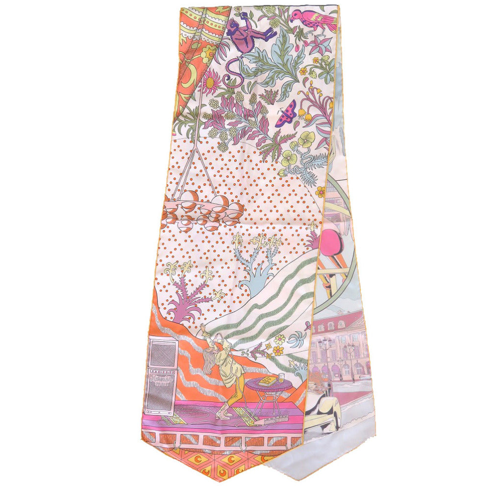 新品同様 エルメス マキシツイリー LE PREMIER CHANT WOW シルク モーブ ブラウン ブルー スカーフ 0240【中古】HERMES