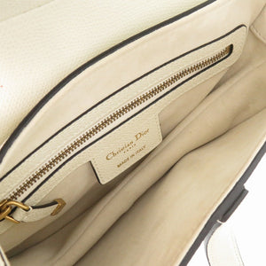 美品 クリスチャン ディオール サドルバッグ レザー ホワイト ゴールド金具 ハンドバッグ 白 0254 【中古】 Christian Dior