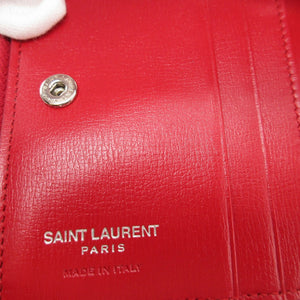 新品同様 サンローラン パリ 538683 レザー レッド 赤 2つ折り財布 財布 0013【中古】SAINT LAURAENT PARIS