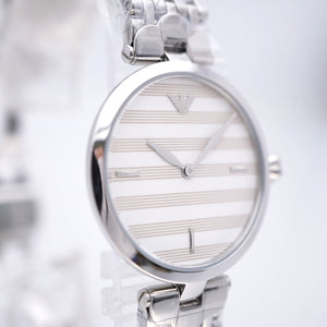 未使用 エンポリオ アルマーニ クオーツ AR-11195 腕時計 ステンレススチール ボーダー 0032【中古】Emporio Armani レディース