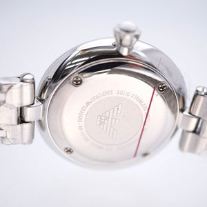 未使用 エンポリオ アルマーニ クオーツ AR-11195 腕時計 ステンレススチール ボーダー 0032【中古】Emporio Armani レディース