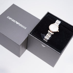 未使用品 エンポリオ アルマーニ クオーツ AR-11195 腕時計 SS ホワイトシェル 0035【中古】Emporio Armani レディース
