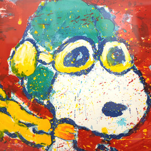 美品 トム・エバーハート LOW FAT MEAL OVER SANTA MONICA リトグラフ スヌーピー 絵画 絵 0074【中古】Tom Everhart