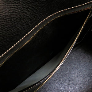 美品 エルメス ケリー28 外縫い リセ ブラック ホワイトステッチ ゴールド金具 □E刻印 ハンドバッグ バッグ 黒 0082 【中古】 HERMES