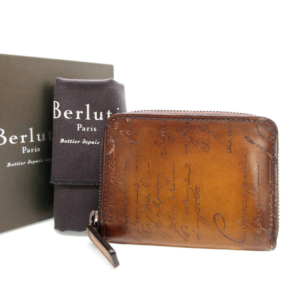 美品 ベルルッティ ワパ カリグラフィ レザー ブラウン 茶 コインケース 財布 0106【中古】BERLUTI