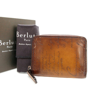 美品 ベルルッティ ワパ カリグラフィ レザー ブラウン 茶 コインケース 財布 0106【中古】BERLUTI