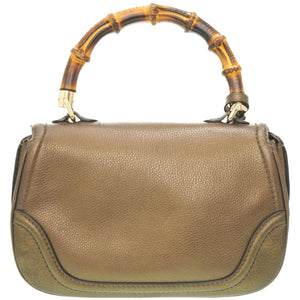 グッチ ニューバンブー ショルダー ハンドバッグ 254884 レザー ゴールド ストラップ付 0020【中古】GUCCI