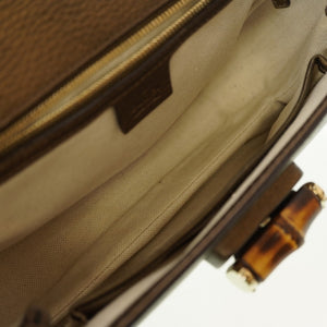 グッチ ニューバンブー ショルダー ハンドバッグ 254884 レザー ゴールド ストラップ付 0020【中古】GUCCI