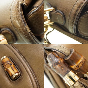 グッチ ニューバンブー ショルダー ハンドバッグ 254884 レザー ゴールド ストラップ付 0020【中古】GUCCI