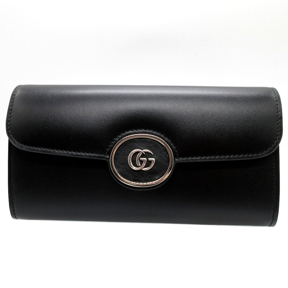 未使用 グッチ 762167 ミニジョーンダブル レザー ブラック 黒 2つ折り長財布 財布 0140【中古】GUCCI