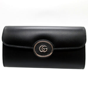 未使用 グッチ 762167 ミニジョーンダブル レザー ブラック 黒 2つ折り長財布 財布 0140【中古】GUCCI
