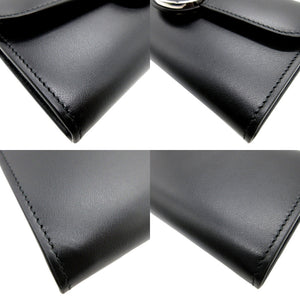 未使用 グッチ 762167 ミニジョーンダブル レザー ブラック 黒 2つ折り長財布 財布 0140【中古】GUCCI