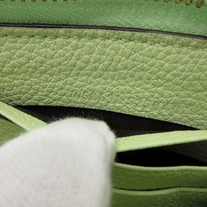 新品同様 グッチ 658691 ロゴ レザー ライトグリーン 緑 ラウンドファスナー長財布 財布 0142【中古】GUCCI