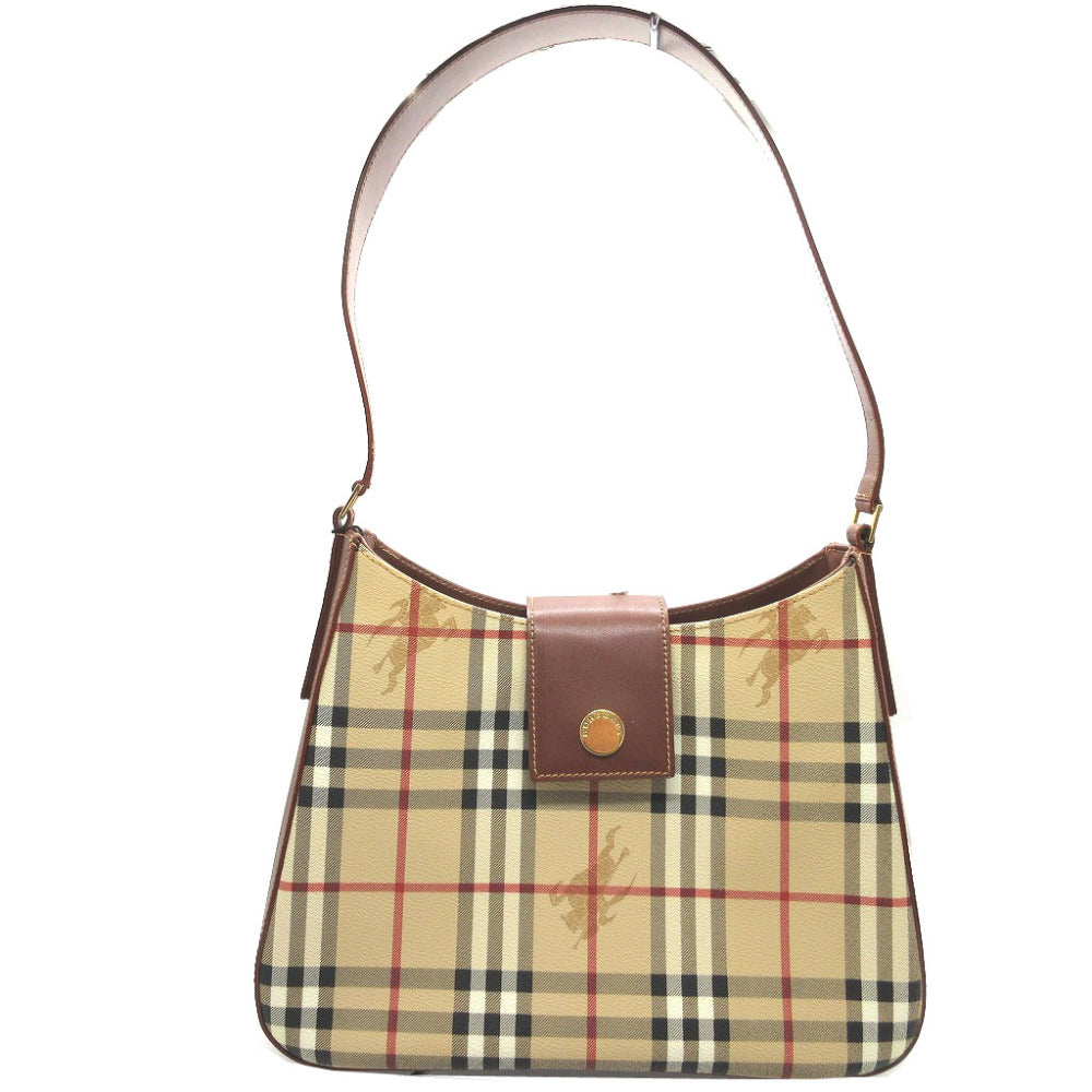 新品同様 バーバリー レザー PVC ベージュ ブラウン 茶 トートバッグ 0153【中古】BURBERRY