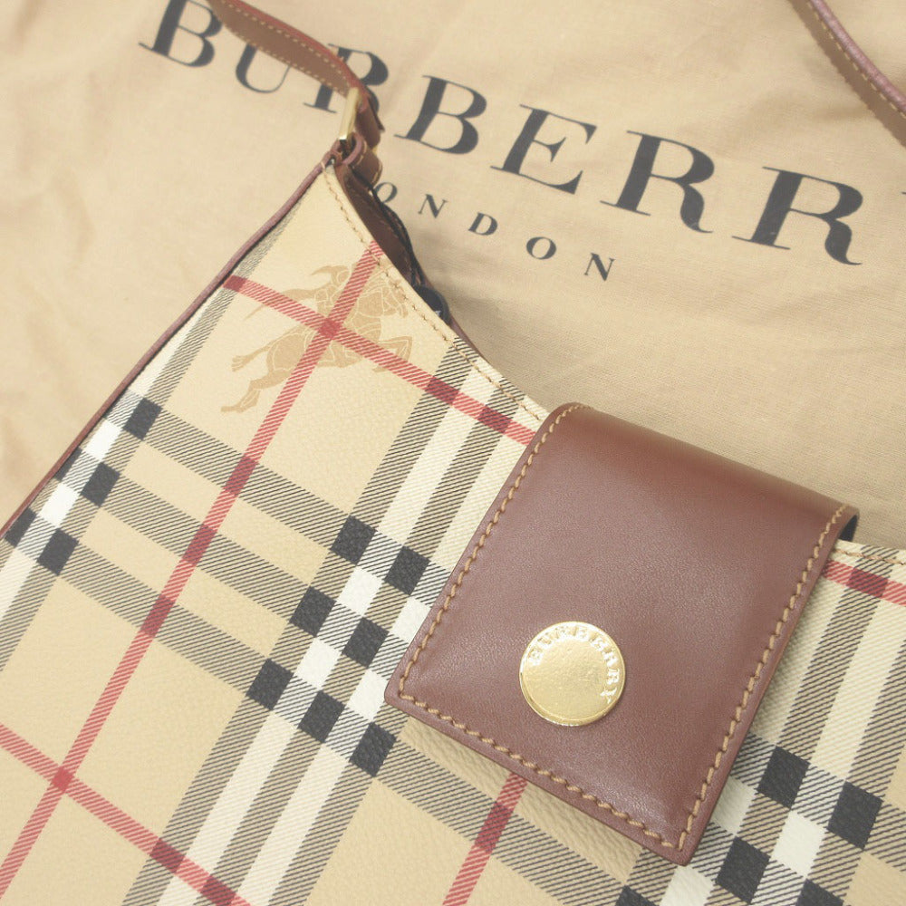 新品同様 バーバリー レザー PVC ベージュ ブラウン 茶 トートバッグ 0153【中古】BURBERRY