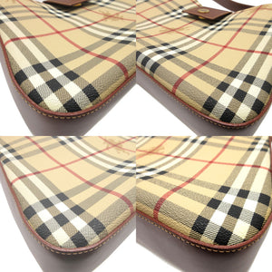 新品同様 バーバリー レザー PVC ベージュ ブラウン 茶 トートバッグ 0153【中古】BURBERRY