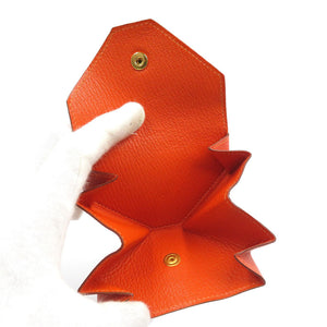 エルメス ル・カランユイットLE48 G刻印 シェーブル シルバー金具 レッド オレンジ コインケース 0157【中古】HERMES